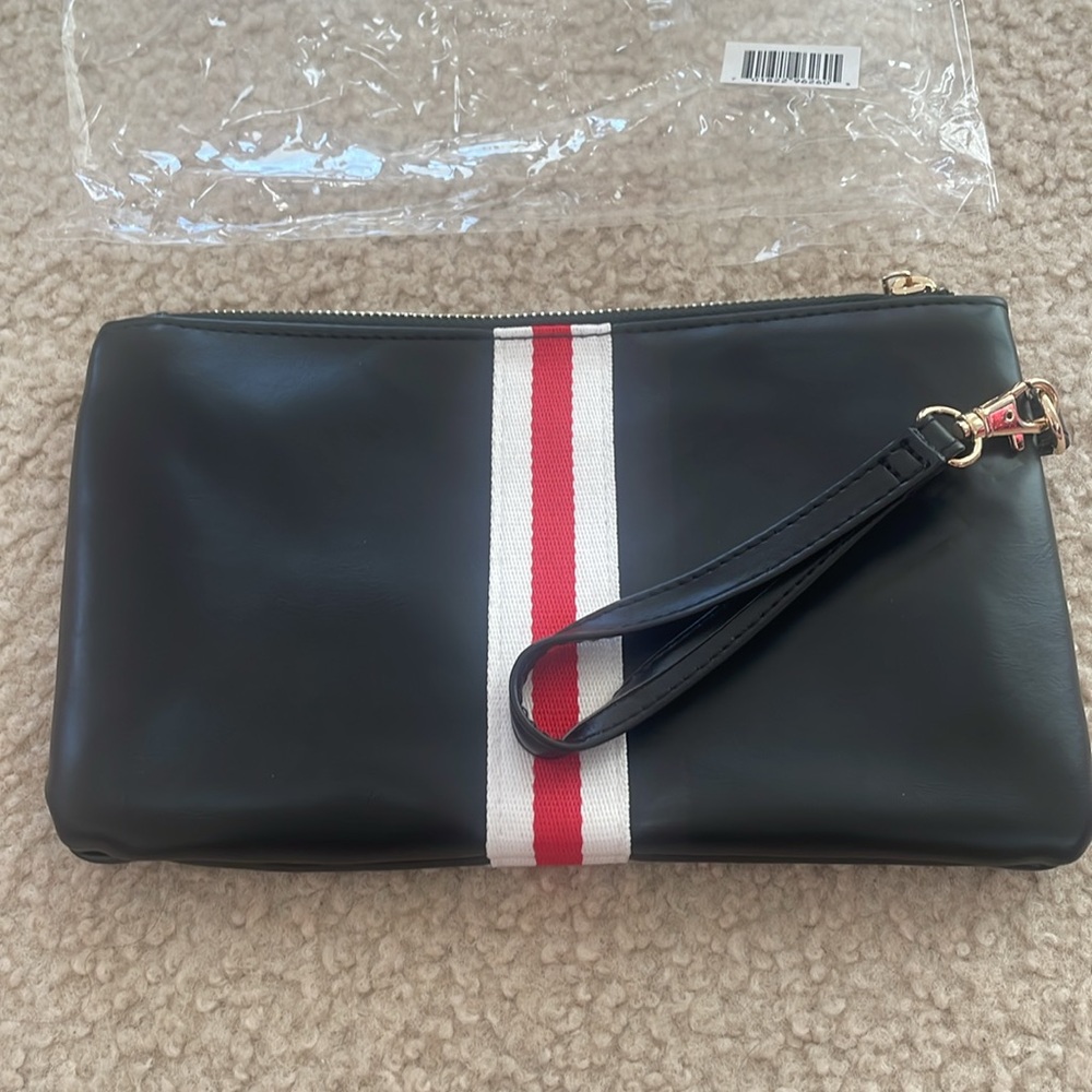 New Clutch Wristlet Black Faux Leather